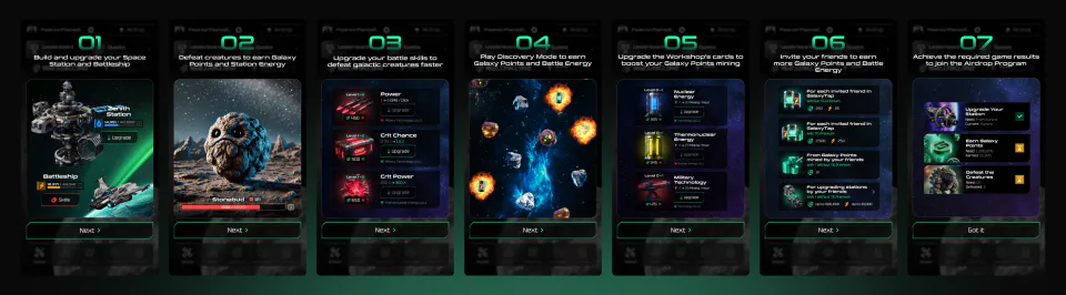 Семь шагов обучения в Galaxy Tap