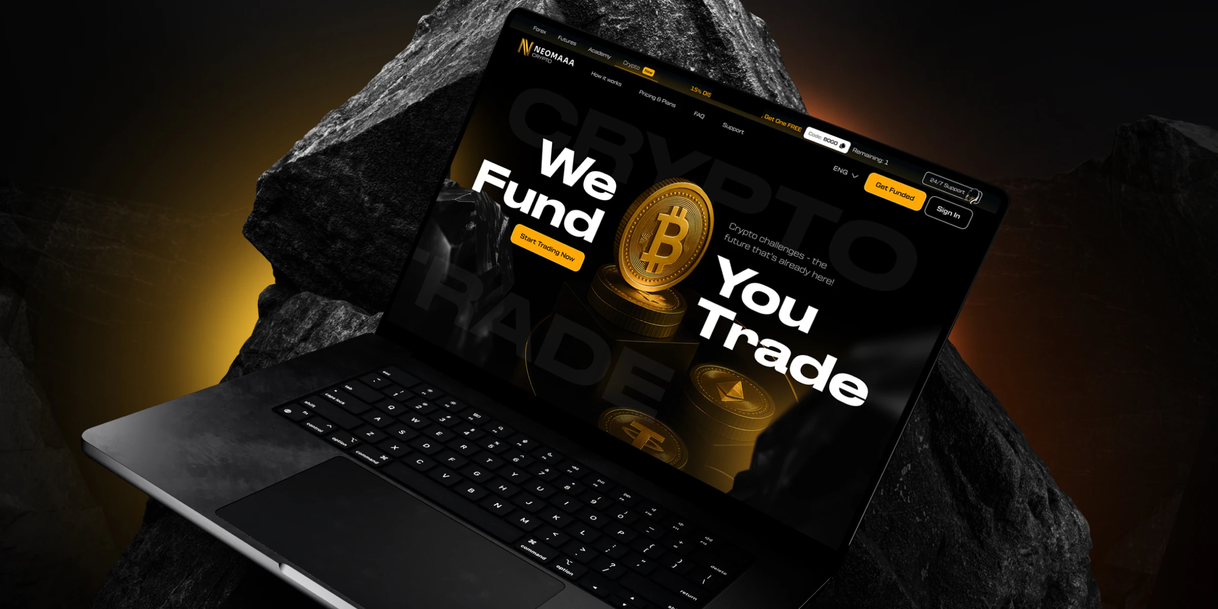 Экраны сайта NEOMAAA Crypto, золотая ветка