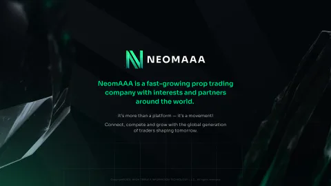 Слайд нейтральной презентации NEOMAAA, сдержанная подача с фирменным акцентом