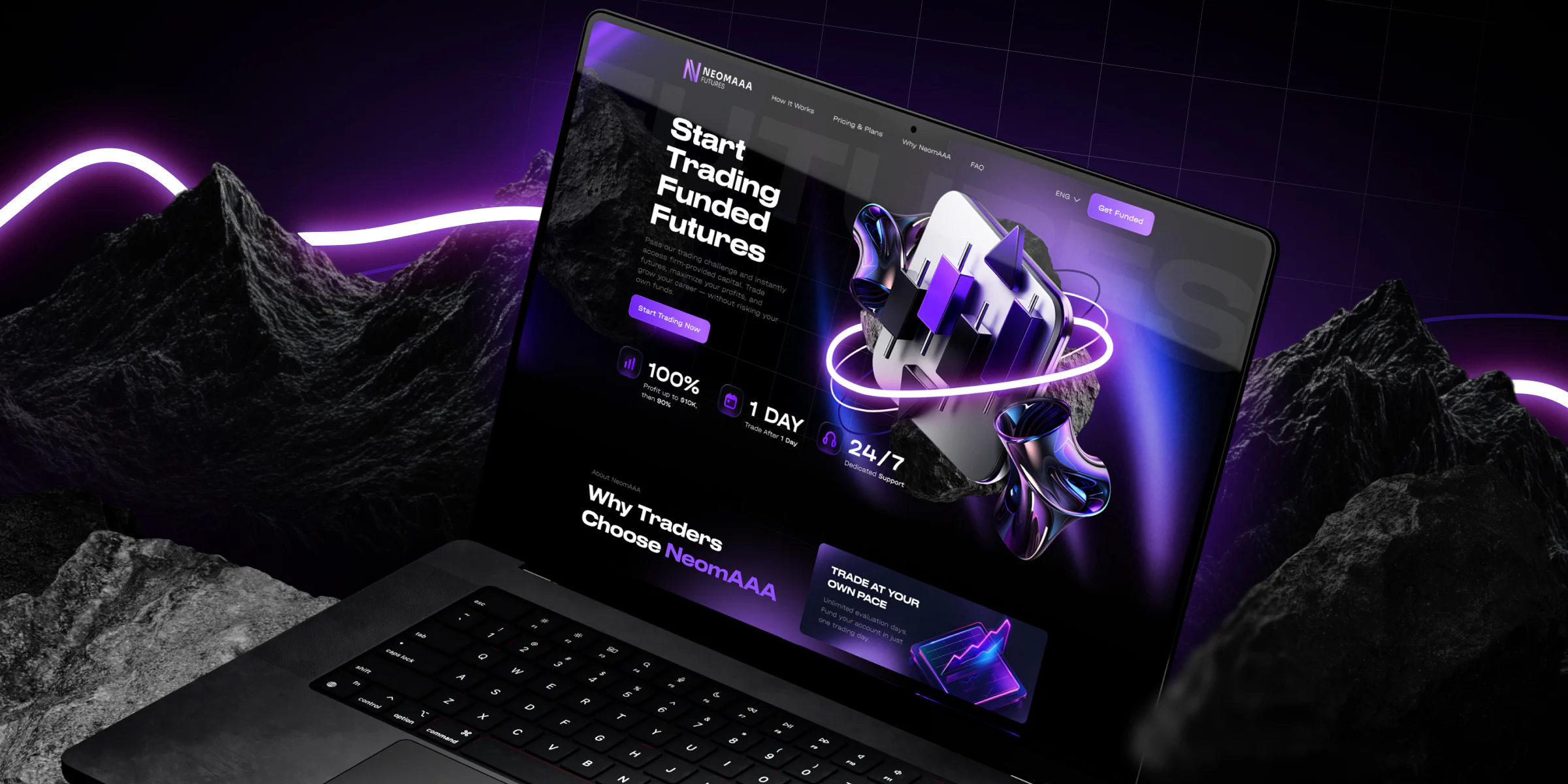 Экраны сайта NEOMAAA Futures, фиолетовая ветка