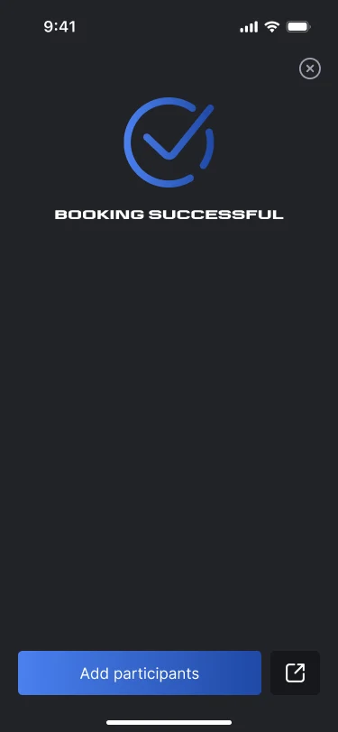 The success screen with a button to add participants