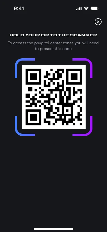 The member own QR code filling the screen