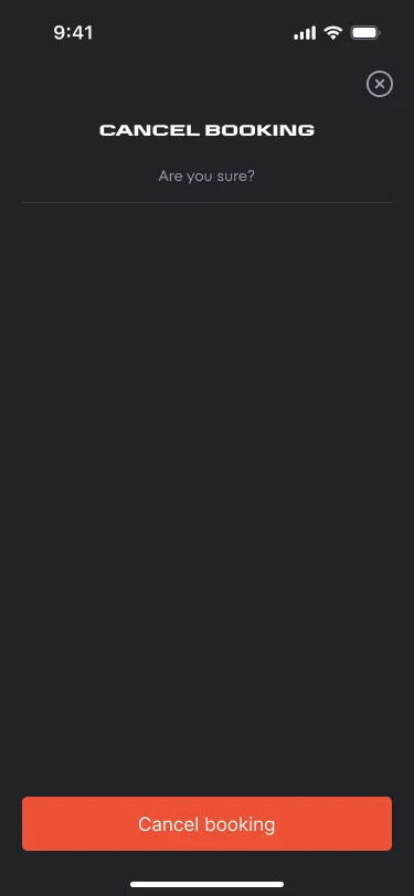 The booking cancellation confirmation screen