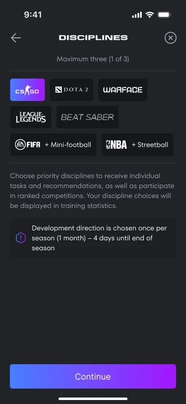Choosing priority disciplines, three at most